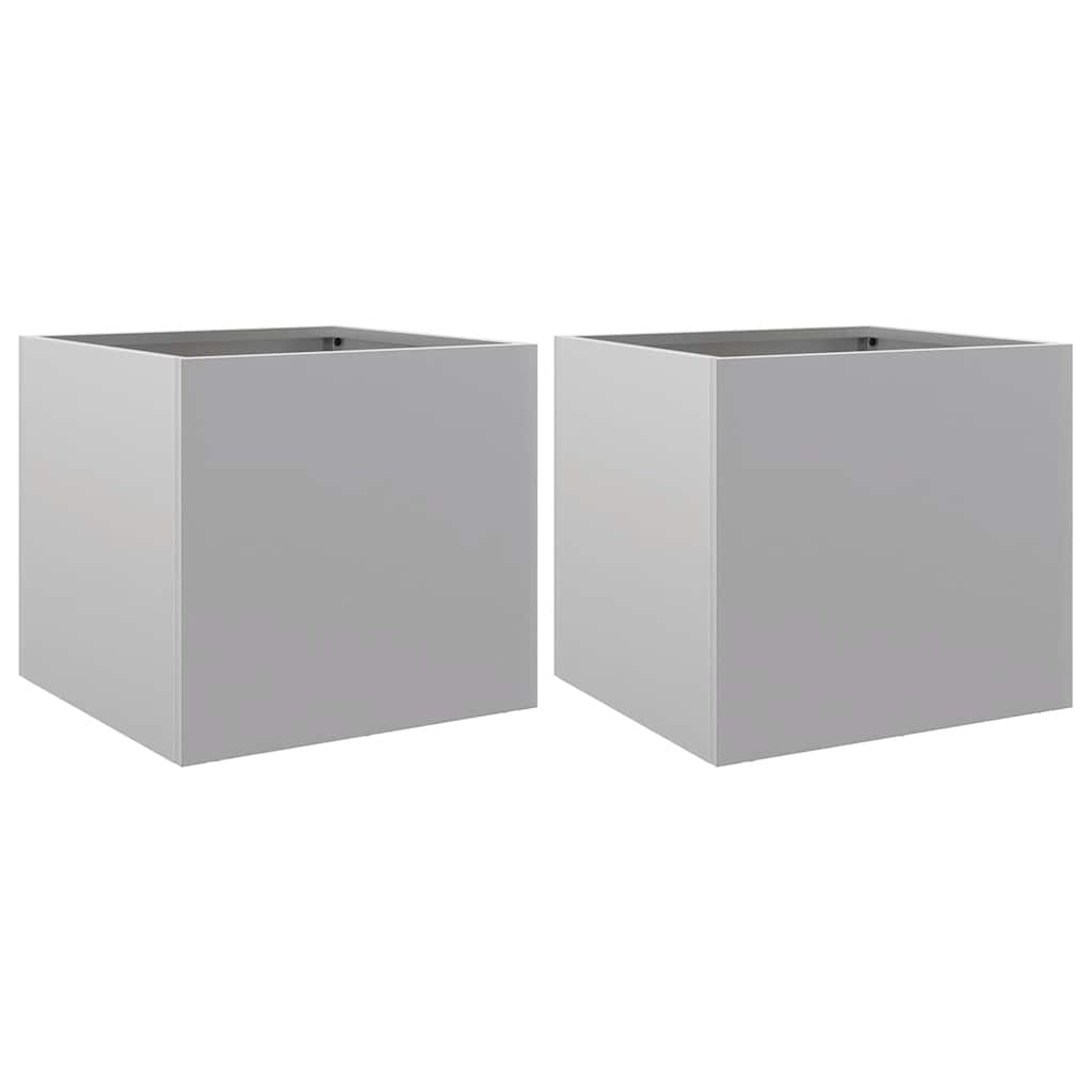Planters 2 pcs Silver 32x30x29 cm Galvanised Steel