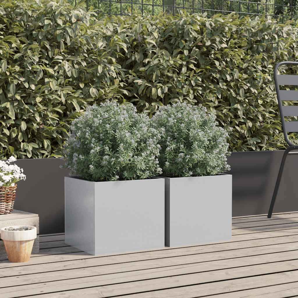 Planters 2 pcs Silver 32x30x29 cm Galvanised Steel