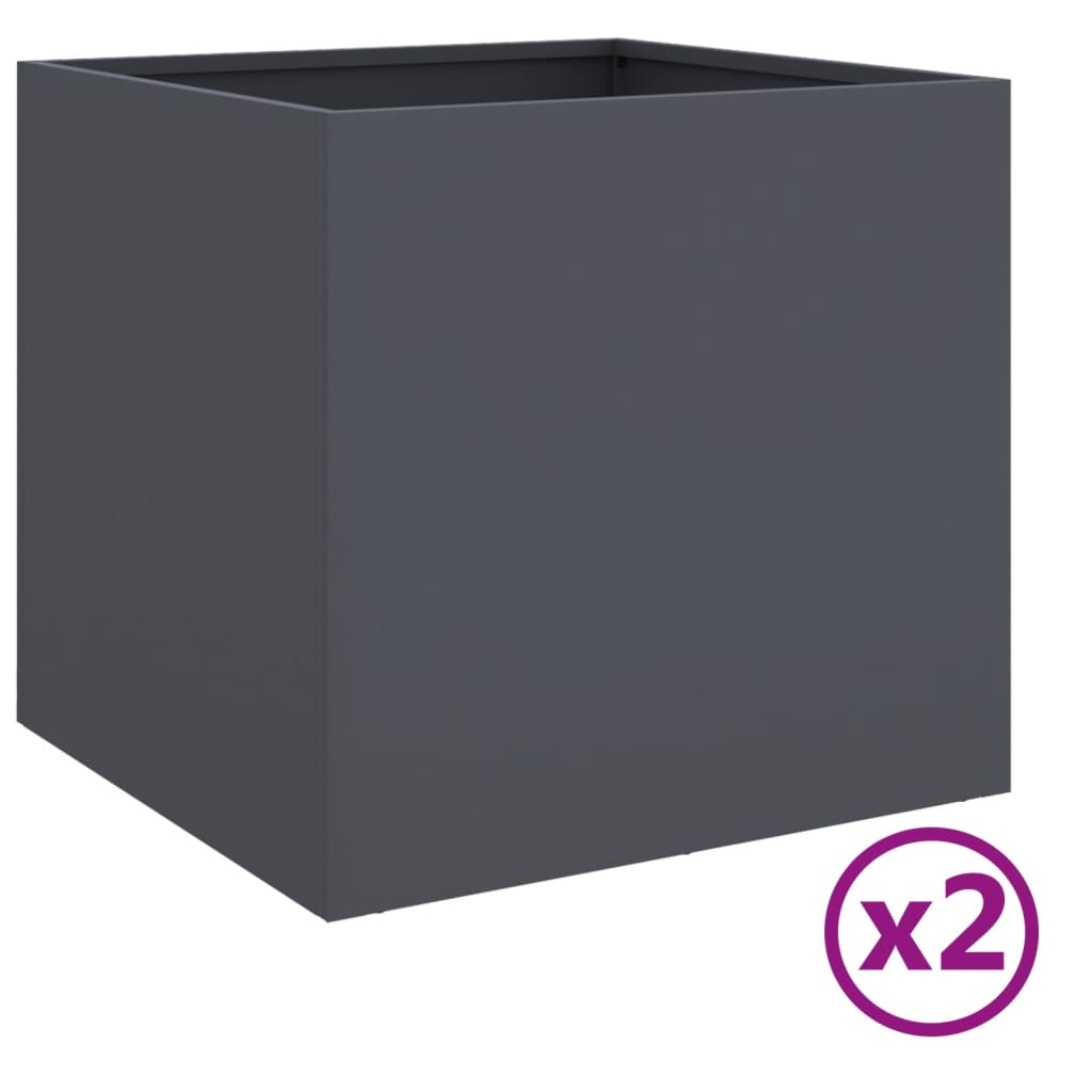 Planters 2 pcs Anthracite 42x40x39 cm Steel