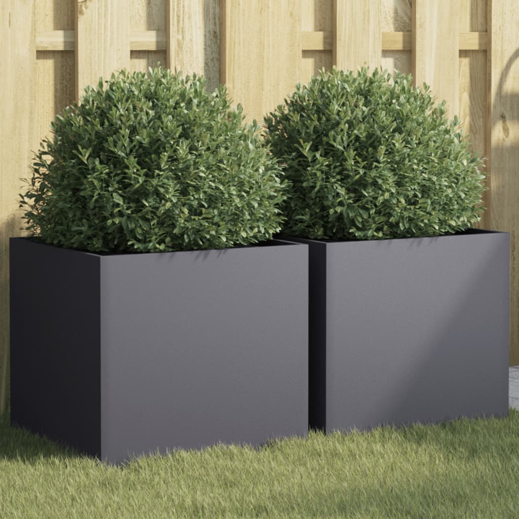 Planters 2 pcs Anthracite 42x40x39 cm Steel