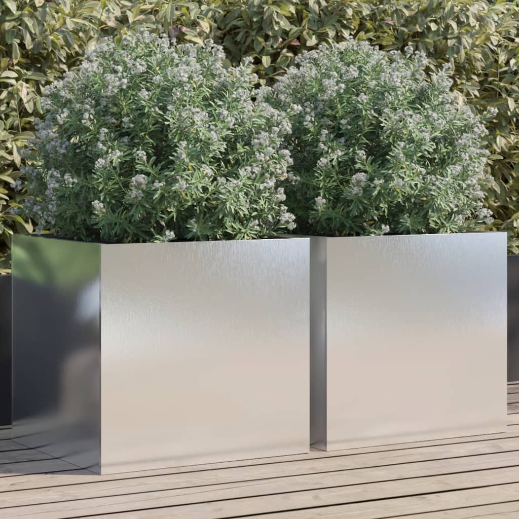 Planters 2 pcs Silver 49x47x46 cm Stainless Steel