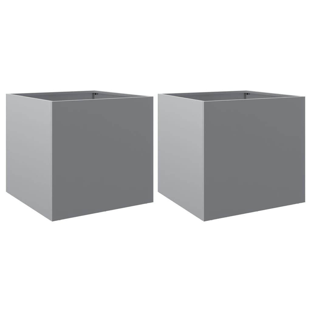 Planters 2 pcs Silver 49x47x46 cm Galvanised Steel