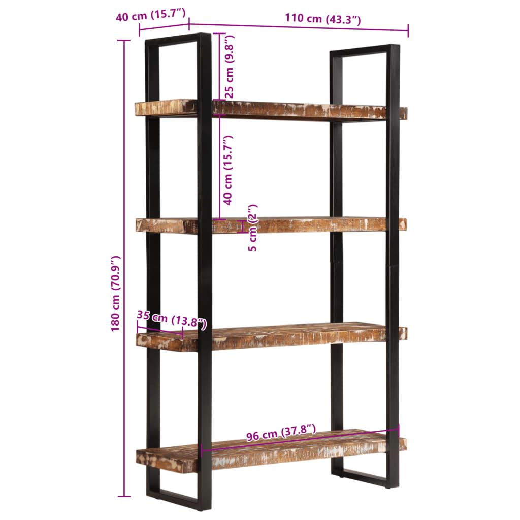 Bookcase 4-Tier 110x40x180 cm Solid Wood Reclaimed and Iron