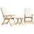 3 Piece Folding Bistro Set with Cream White Cushions Bamboo