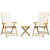 3 Piece Folding Bistro Set with Cream White Cushions Bamboo