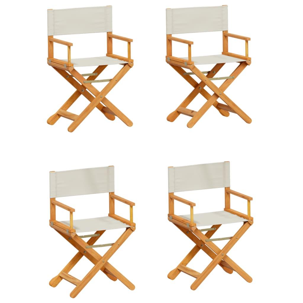 4 pcs Folding Garden Chairs Cream White Fabric