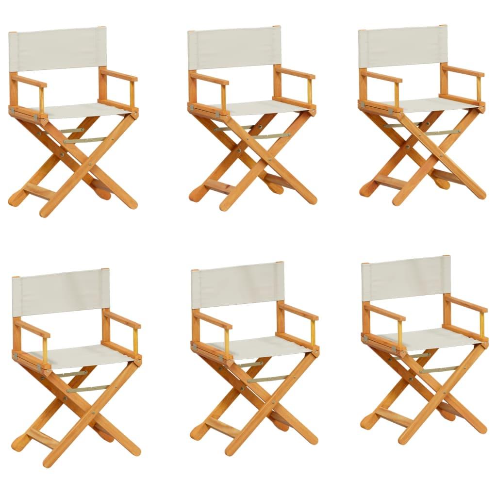 6 pcs Folding Garden Chairs Cream White Fabric