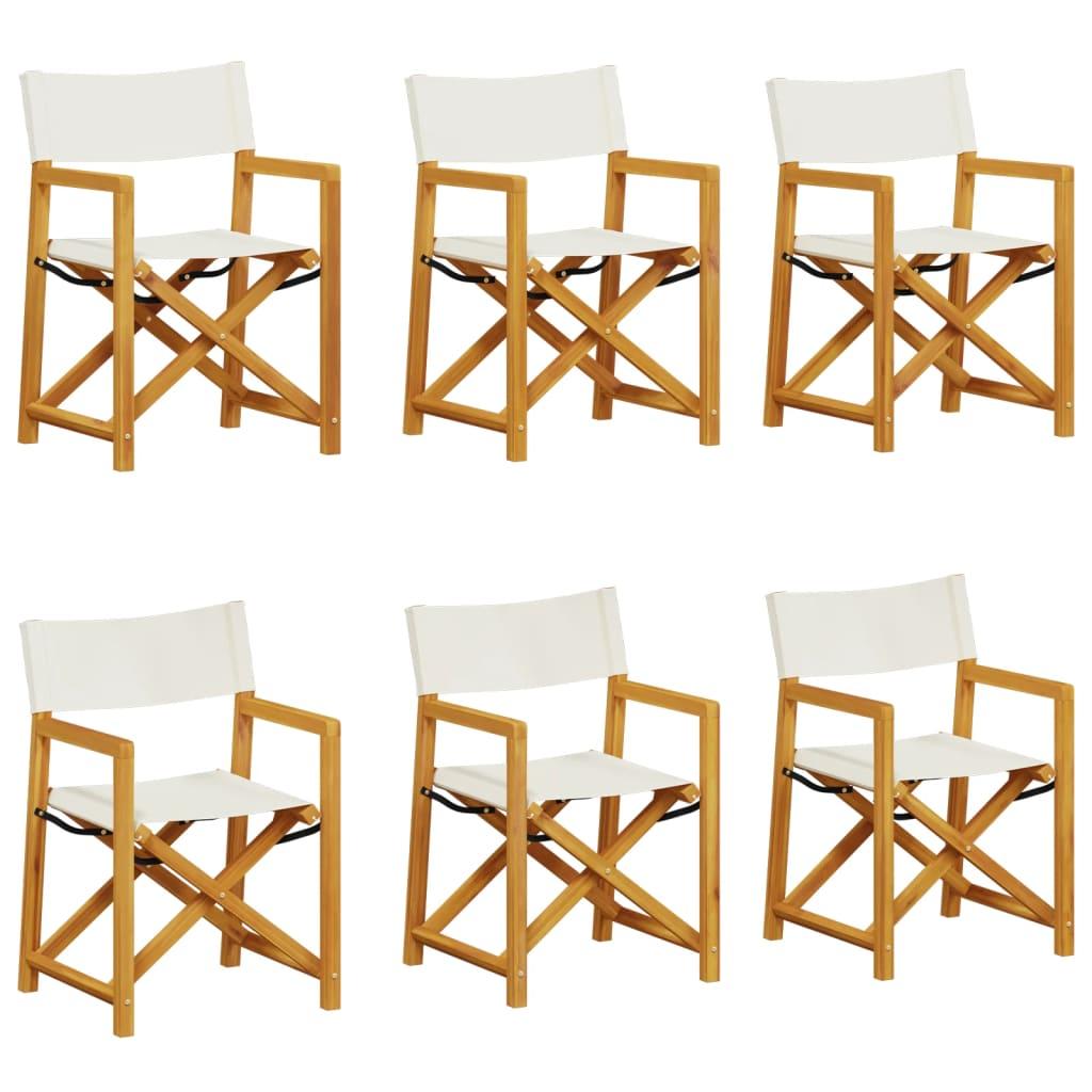 6 pcs Folding Garden Chairs Cream White Fabric