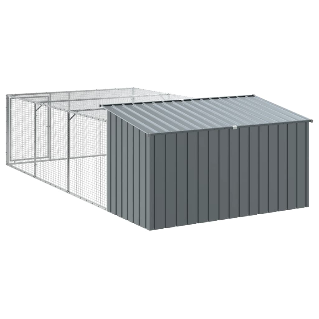 Dog House with Run Anthracite 197x396x110 cm Galvanised Steel