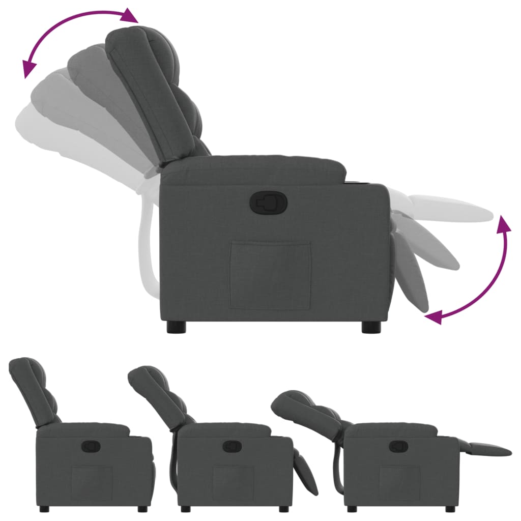 Recliner Chair Dark Grey Fabric