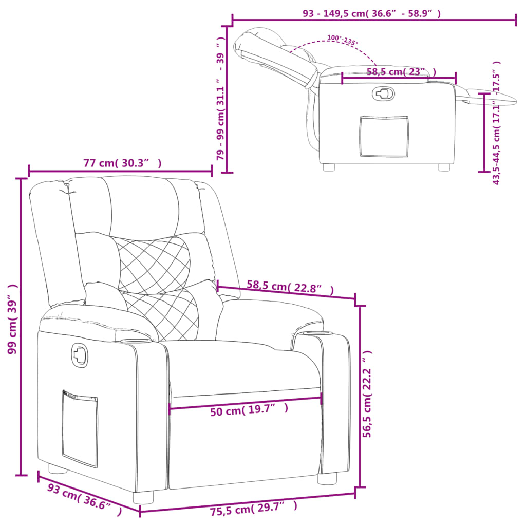 Recliner Chair Dark Grey Fabric