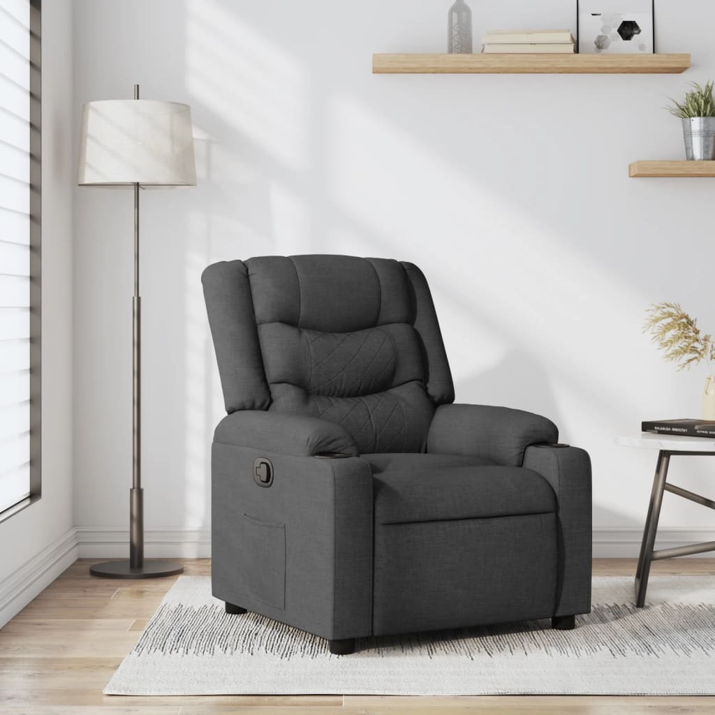 Recliner Chair Dark Grey Fabric