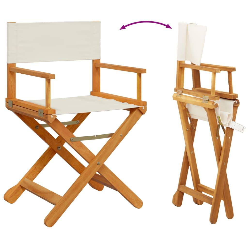 Folding Director Chairs 2 pcs Cream White Fabric