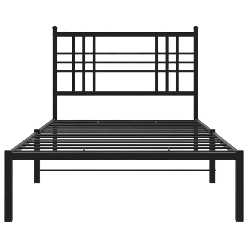 Metal Bed Frame without Mattress with Headboard Black 107x203 cm King Single