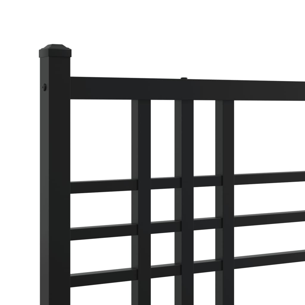 Metal Bed Frame without Mattress with Headboard Black 107x203 cm King Single