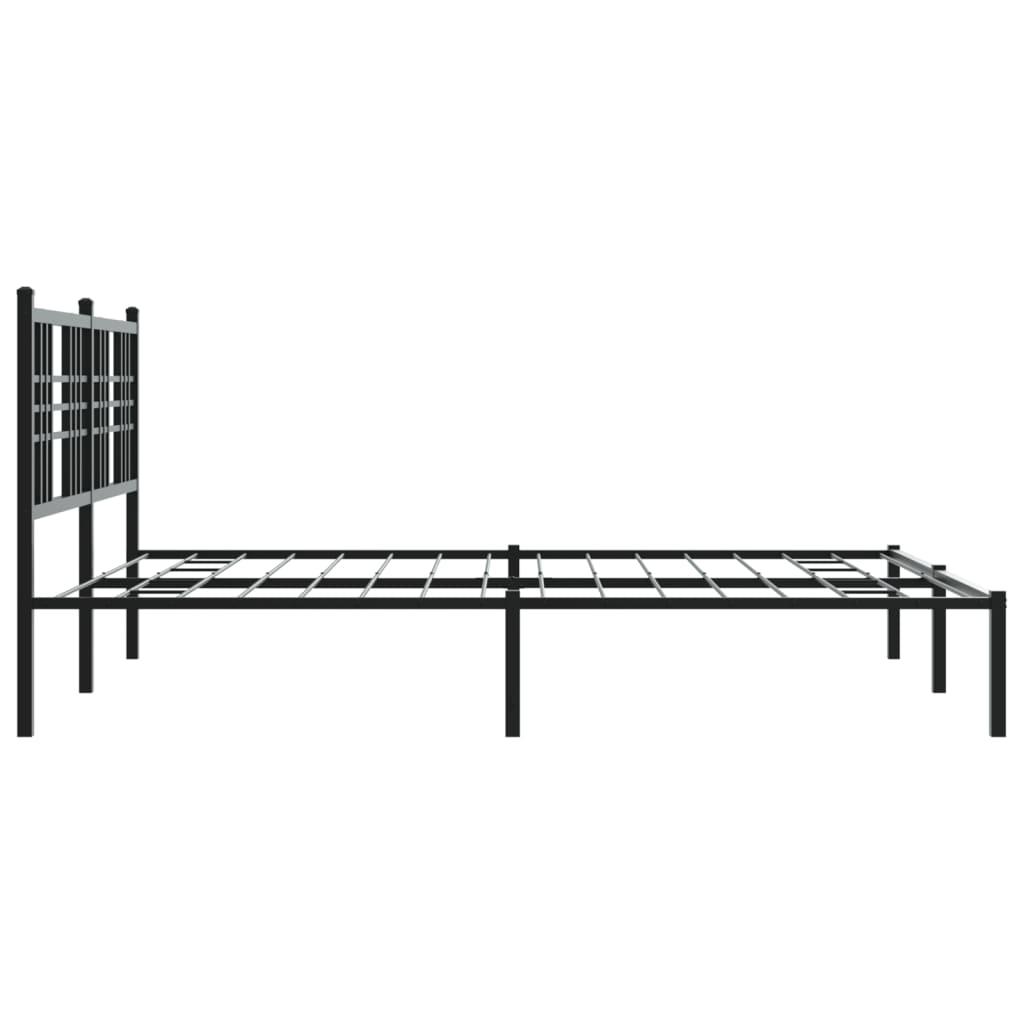 Metal Bed Frame without Mattress with Headboard Black 150x200 cm
