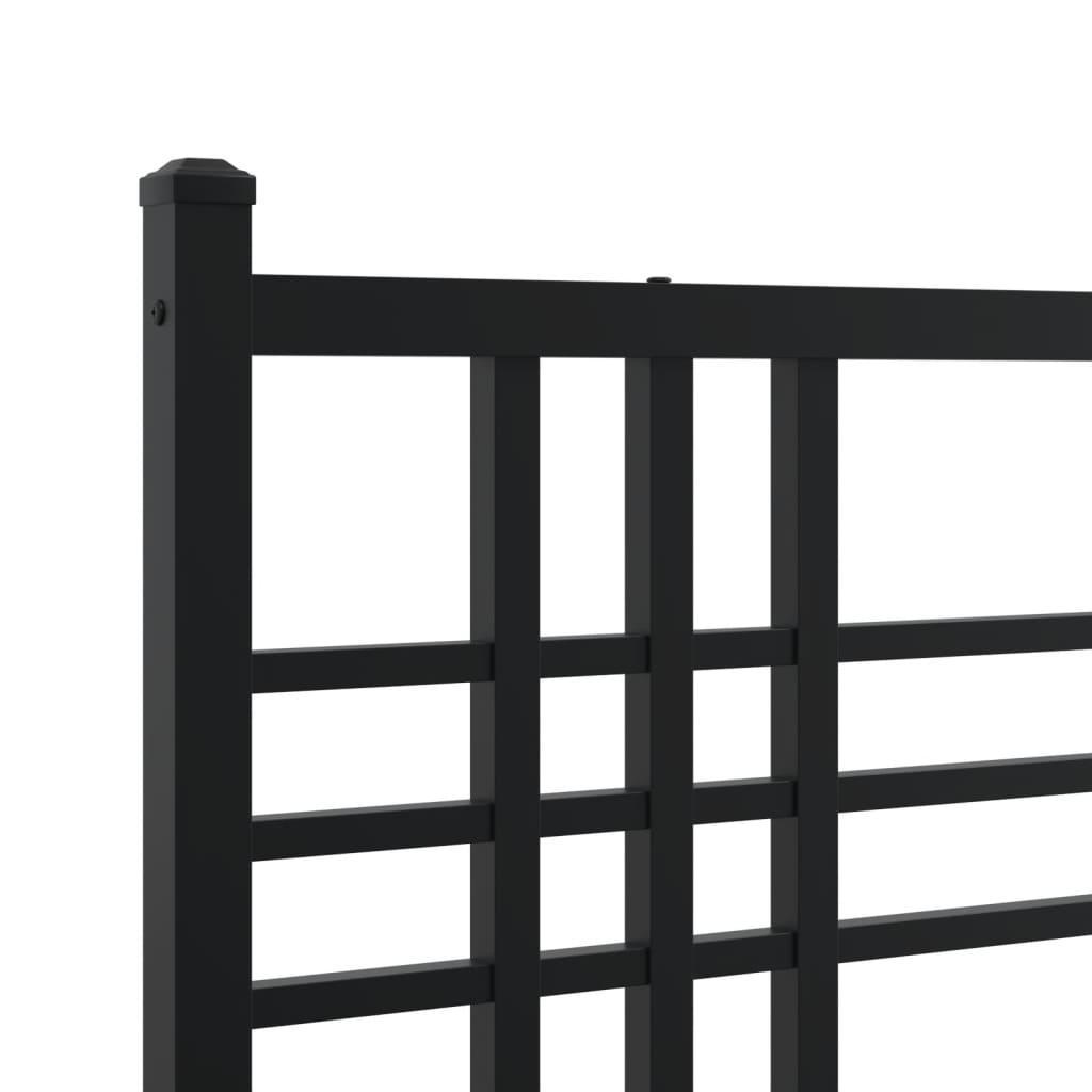 Metal Bed Frame without Mattress with Headboard Black 150x200 cm