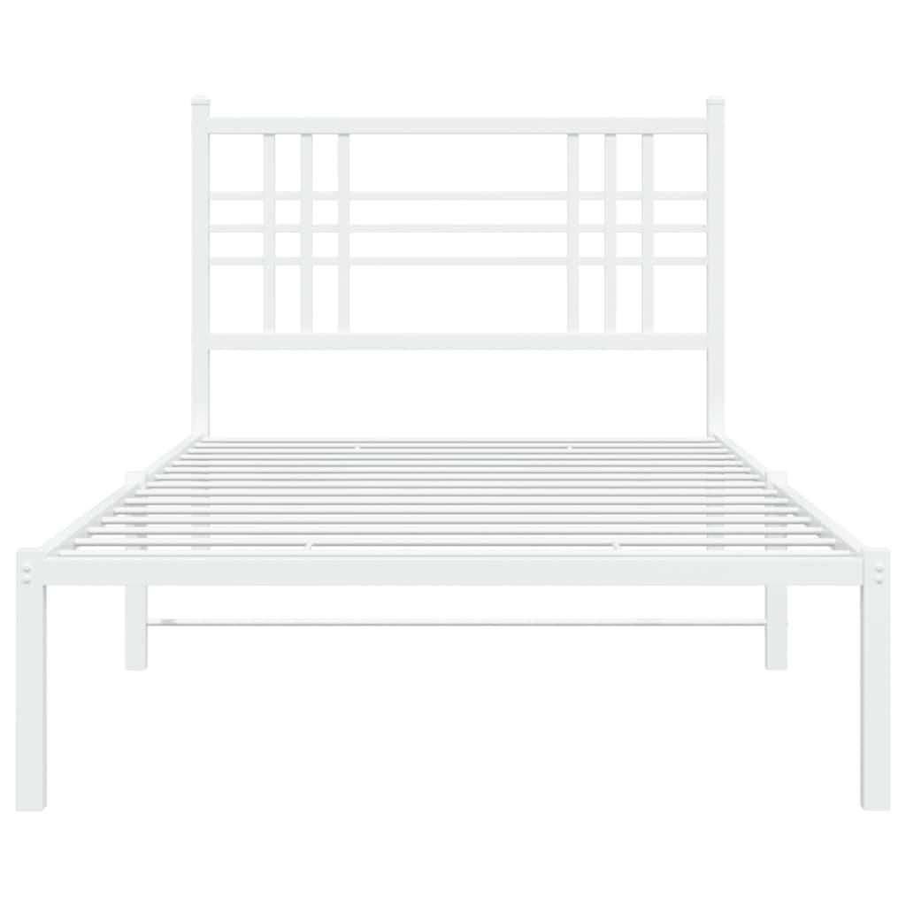 Metal Bed Frame without Mattress with Headboard White 90x190 cm