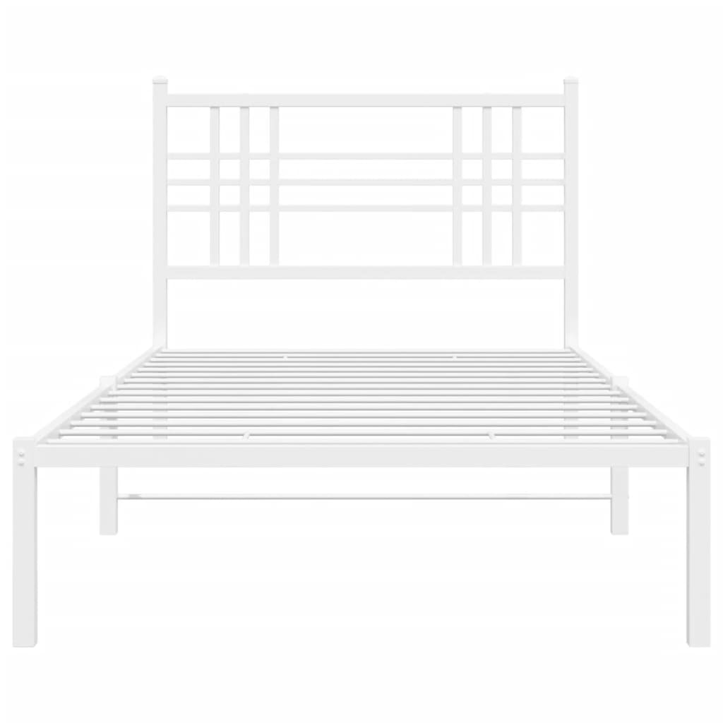 Metal Bed Frame without Mattress with Headboard White 107x203 cm King Single