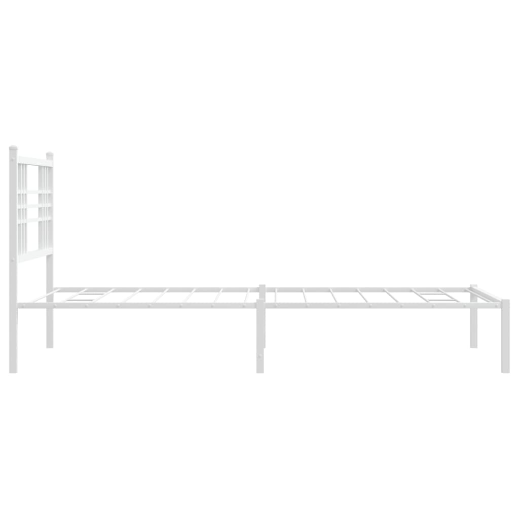 Metal Bed Frame without Mattress with Headboard White 107x203 cm King Single