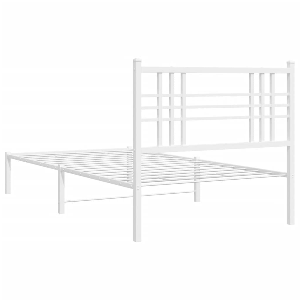 Metal Bed Frame without Mattress with Headboard White 107x203 cm King Single