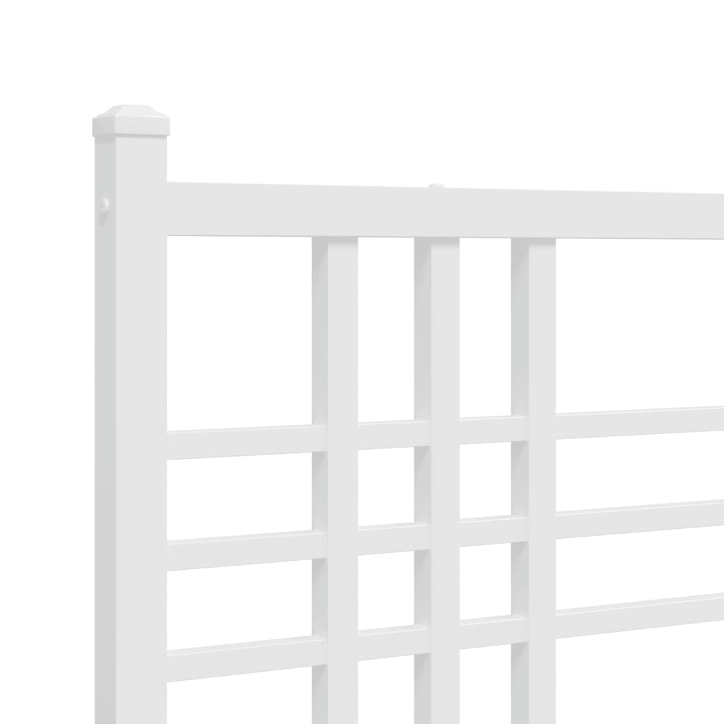 Metal Bed Frame without Mattress with Headboard White 107x203 cm King Single