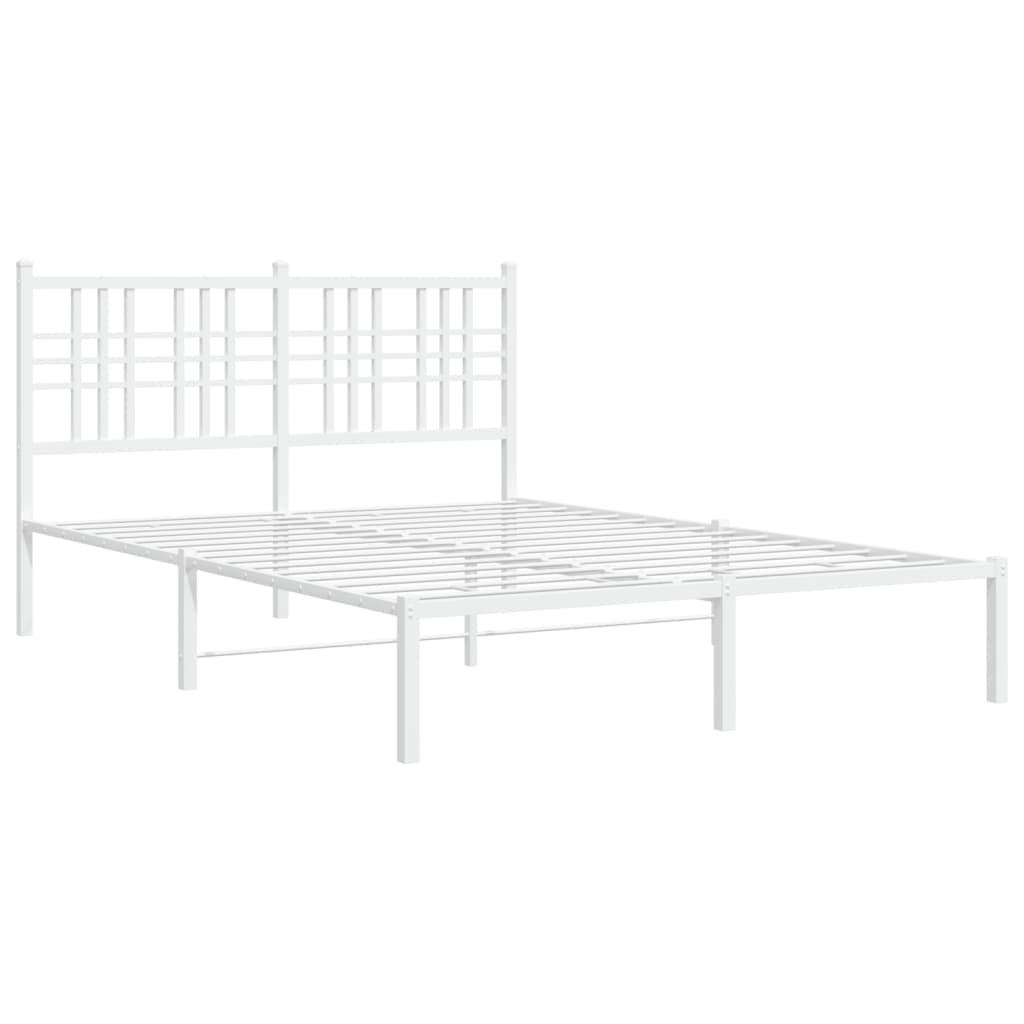 Metal Bed Frame without Mattress with Headboard White 135x190 cm