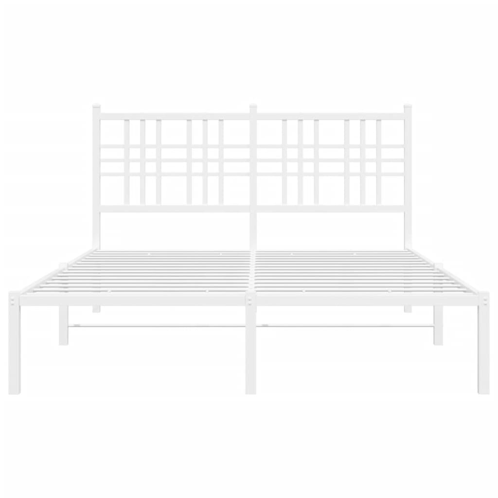 Metal Bed Frame without Mattress with Headboard White 135x190 cm