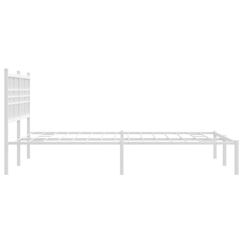 Metal Bed Frame without Mattress with Headboard White 135x190 cm