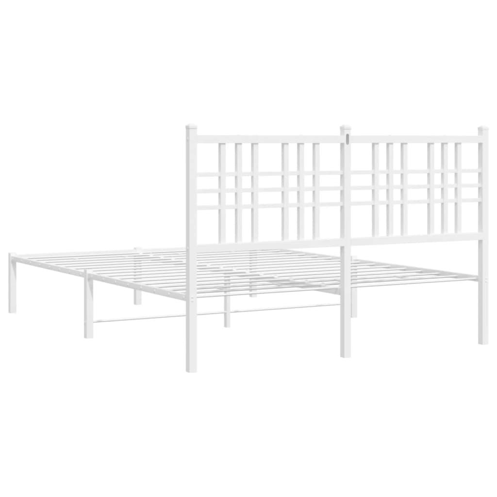 Metal Bed Frame without Mattress with Headboard White 135x190 cm