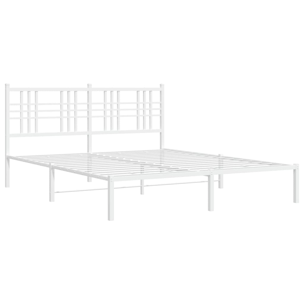 Metal Bed Frame without Mattress with Headboard White 150x200 cm