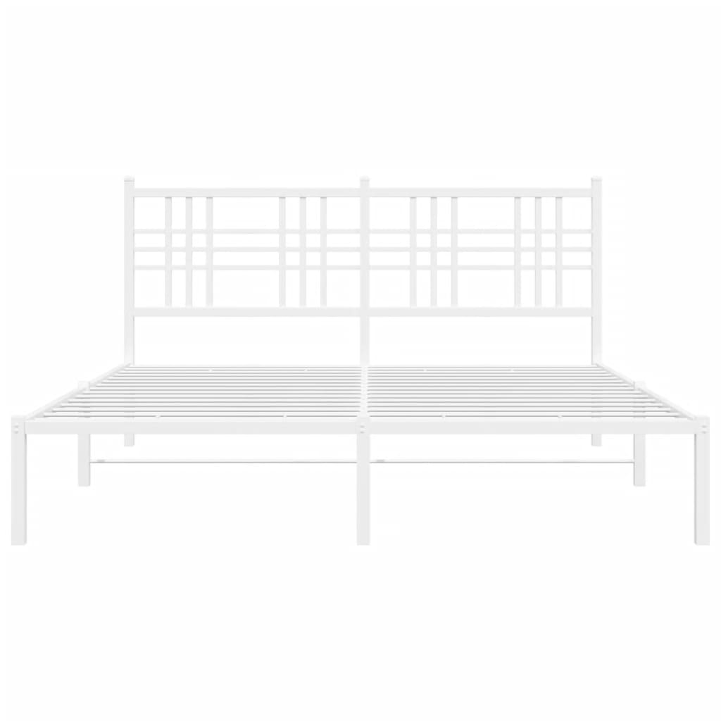 Metal Bed Frame without Mattress with Headboard White 150x200 cm