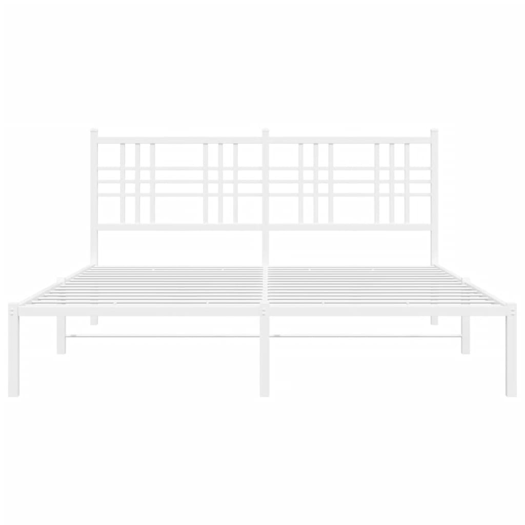 Metal Bed Frame without Mattress with Headboard White 150x200 cm