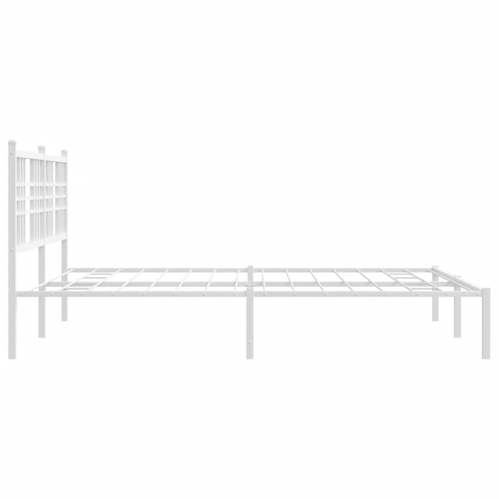 Metal Bed Frame without Mattress with Headboard White 150x200 cm