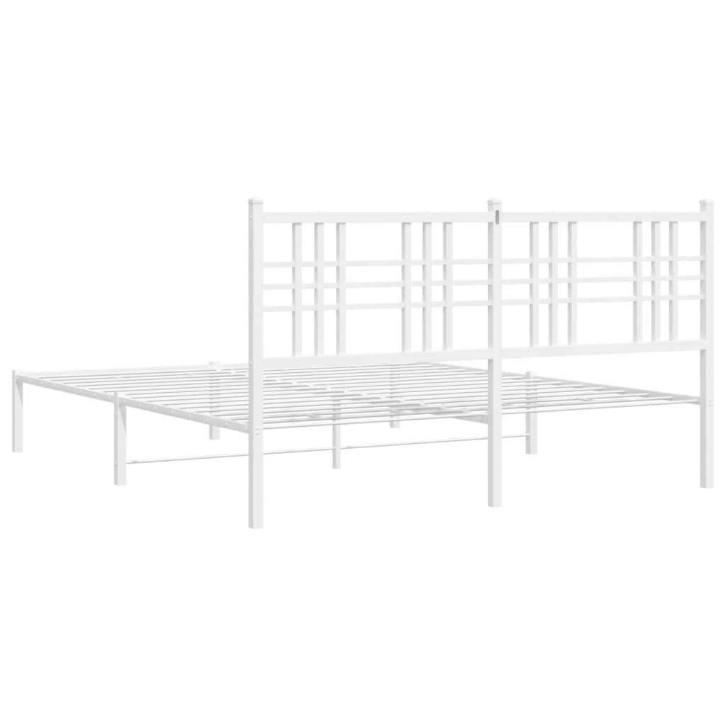 Metal Bed Frame without Mattress with Headboard White 150x200 cm