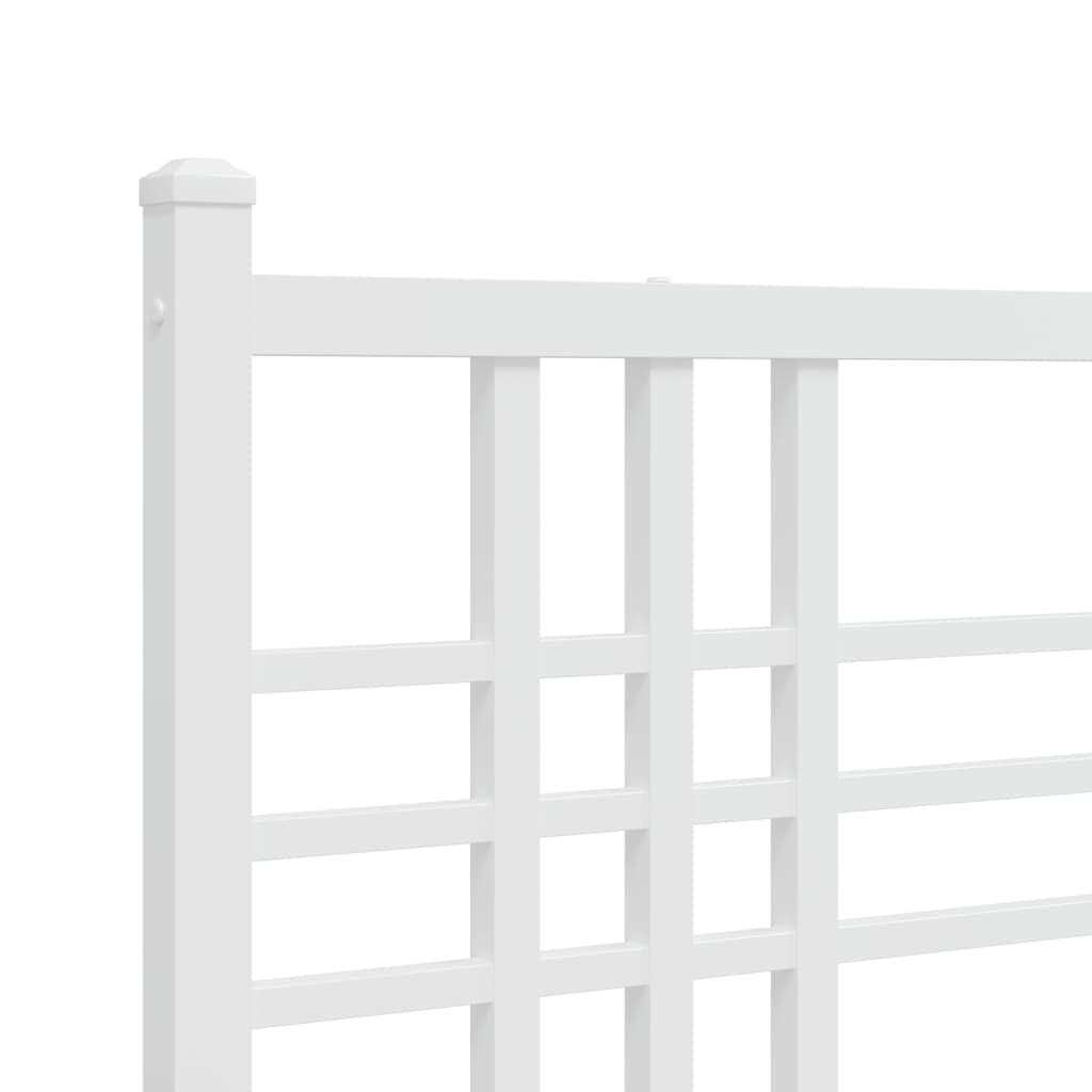 Metal Bed Frame without Mattress with Headboard White 183x203 cm King