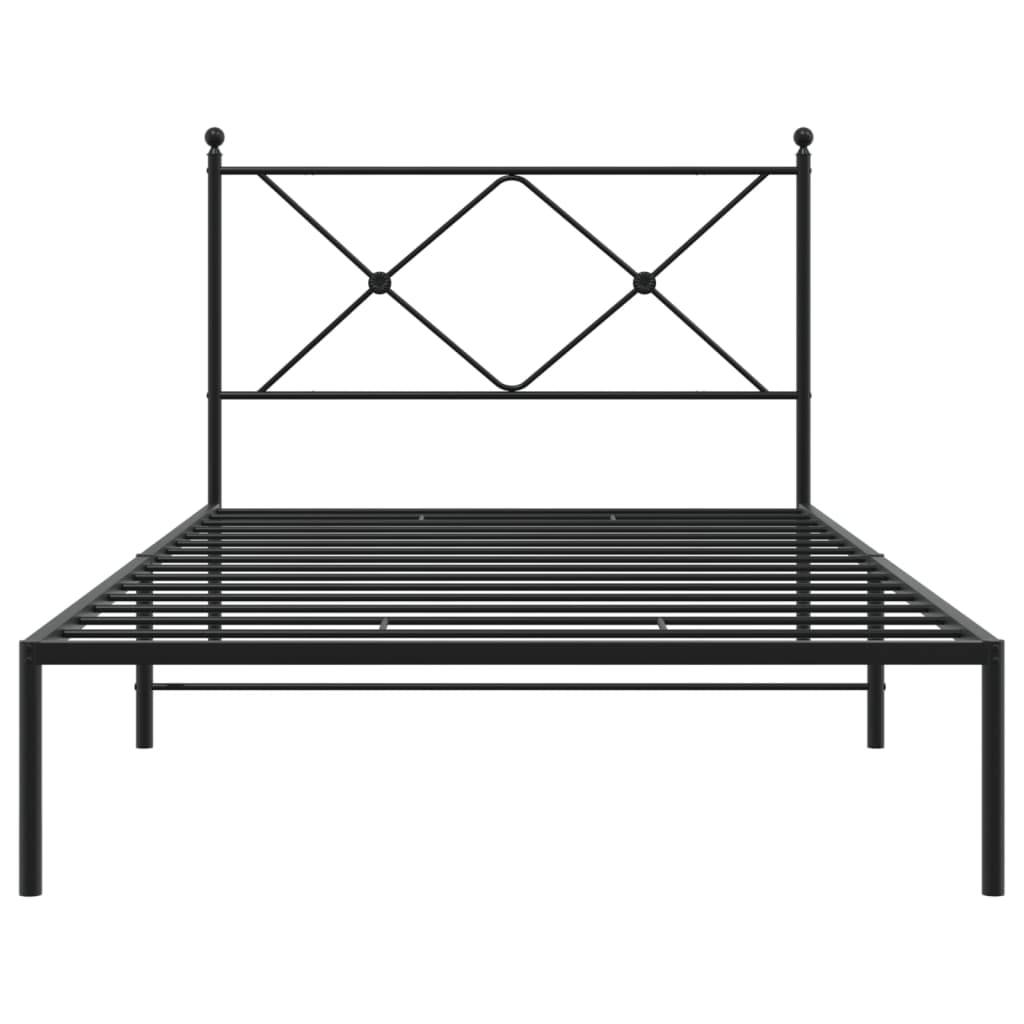 Metal Bed Frame without Mattress with Headboard Black 107x203 cm King Single