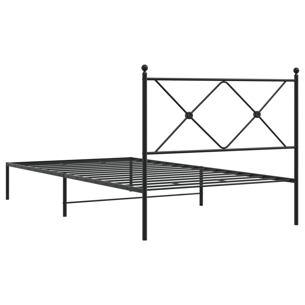 Metal Bed Frame without Mattress with Headboard Black 107x203 cm King Single