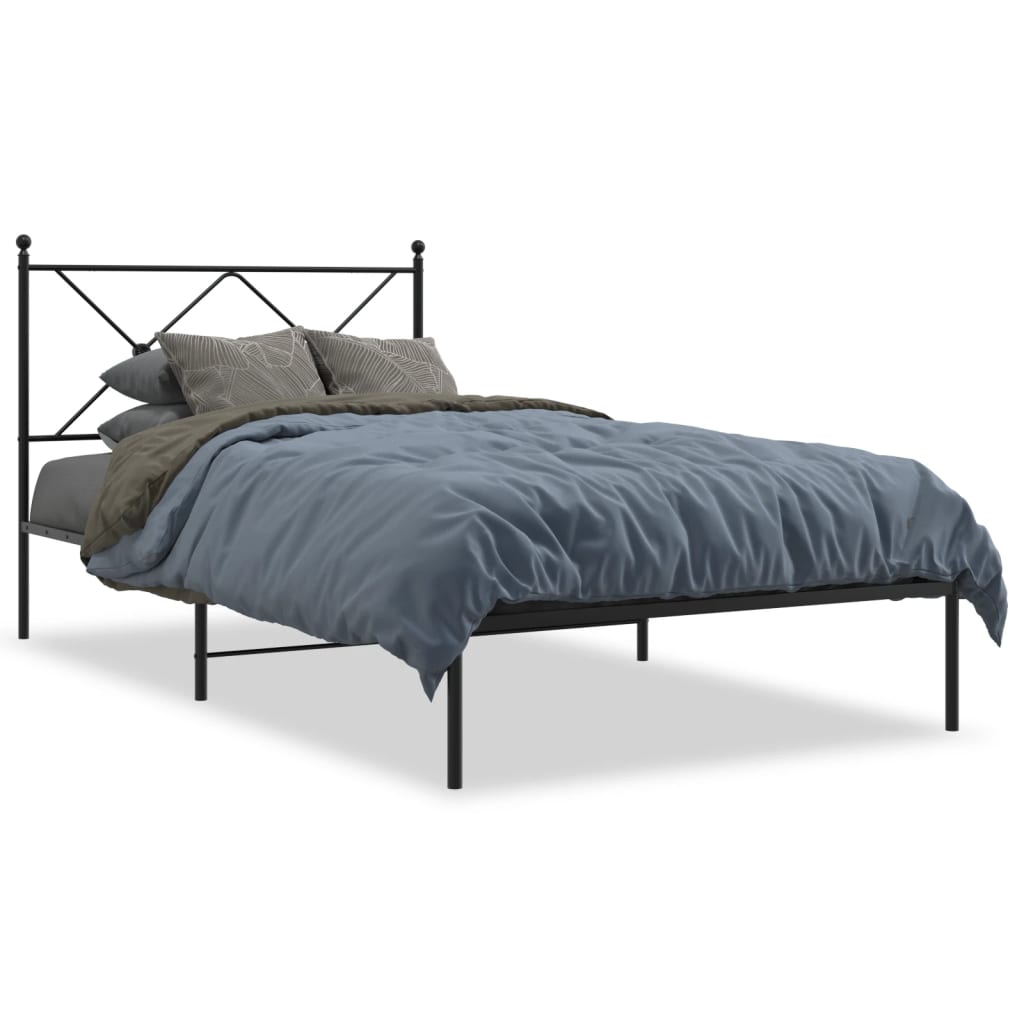 Metal Bed Frame without Mattress with Headboard Black 107x203 cm King Single