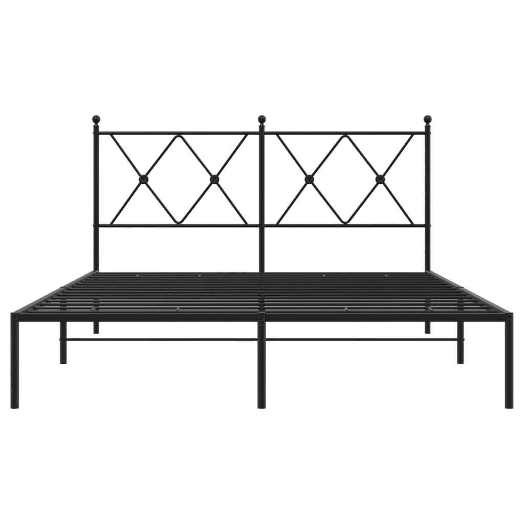 Metal Bed Frame without Mattress with Headboard Black 135x190 cm