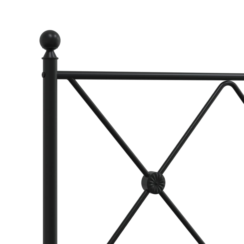 Metal Bed Frame without Mattress with Headboard Black 150x200 cm