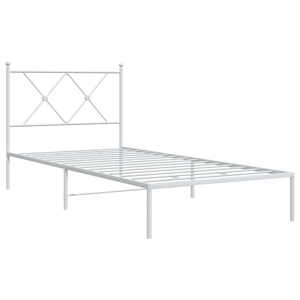 Metal Bed Frame without Mattress with Headboard White 90x190 cm