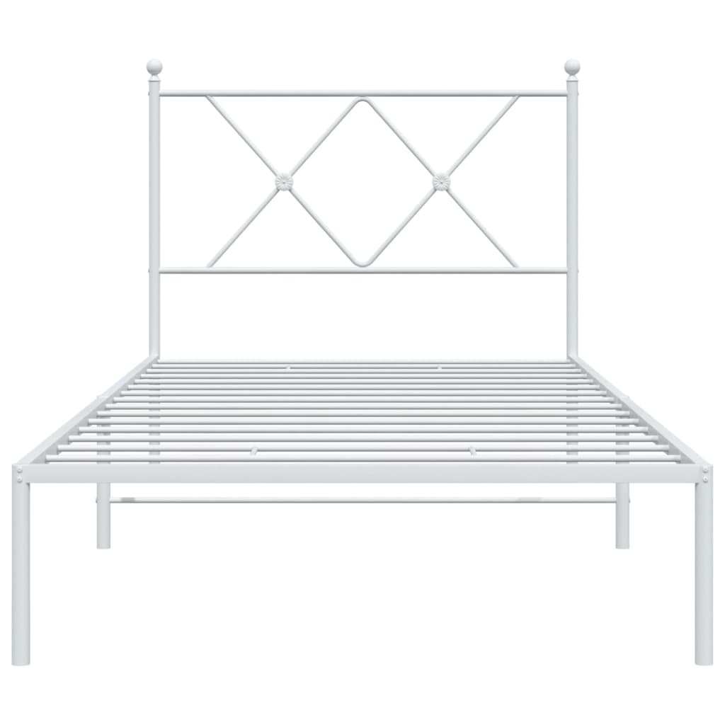 Metal Bed Frame without Mattress with Headboard White 90x190 cm