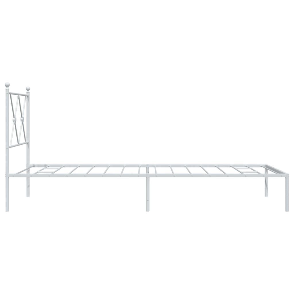 Metal Bed Frame without Mattress with Headboard White 90x190 cm