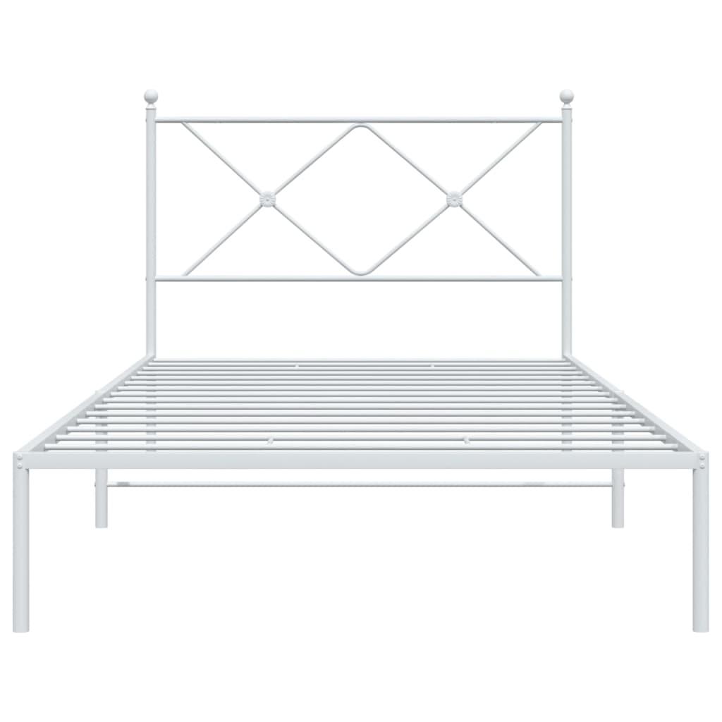 Metal Bed Frame without Mattress with Headboard White 107x203 cm King Single