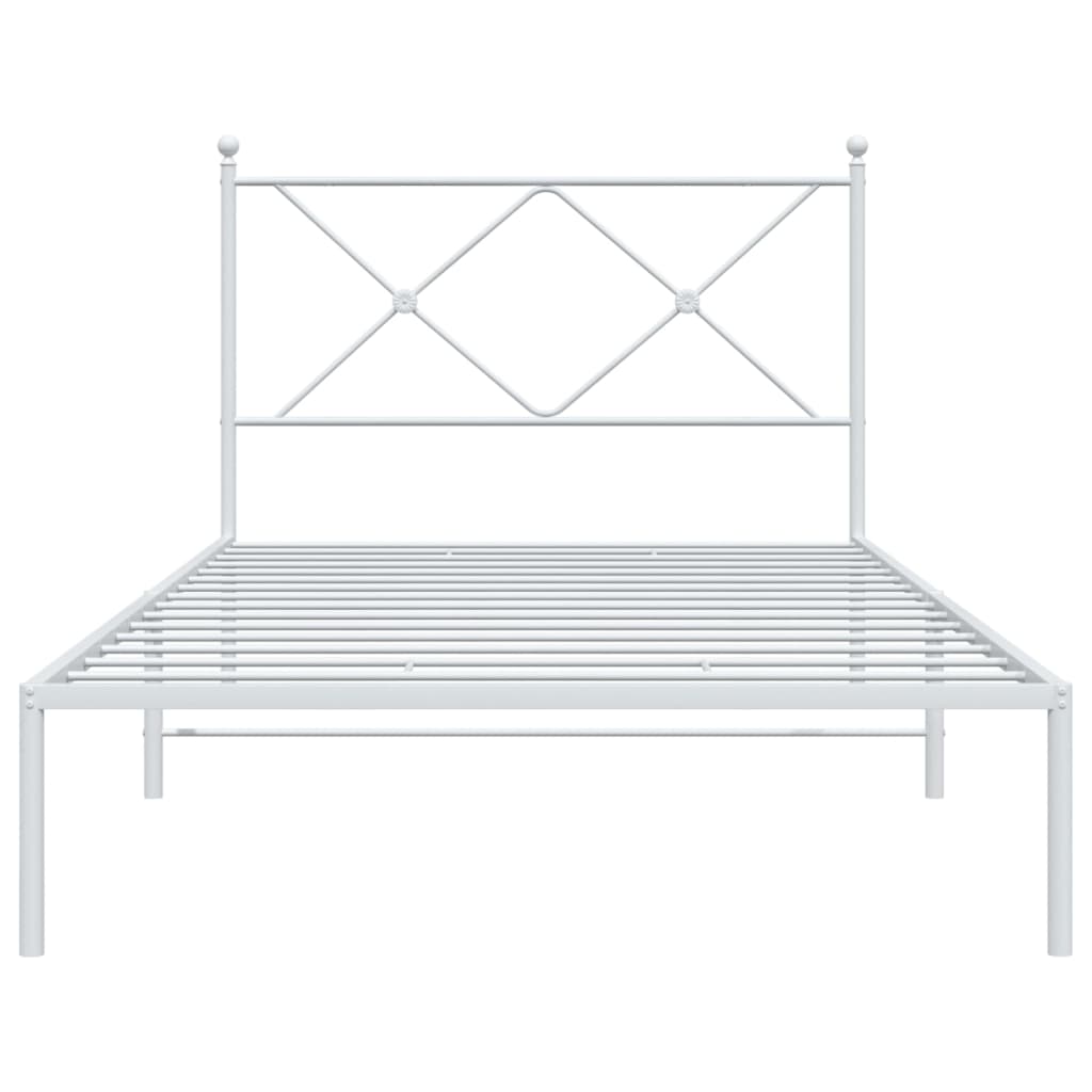 Metal Bed Frame without Mattress with Headboard White 107x203 cm King Single