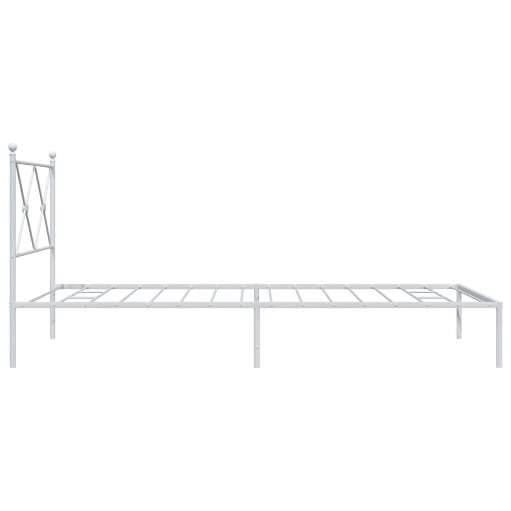 Metal Bed Frame without Mattress with Headboard White 107x203 cm King Single