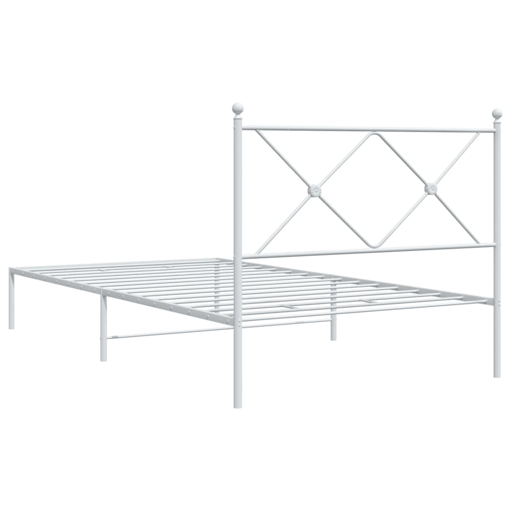 Metal Bed Frame without Mattress with Headboard White 107x203 cm King Single