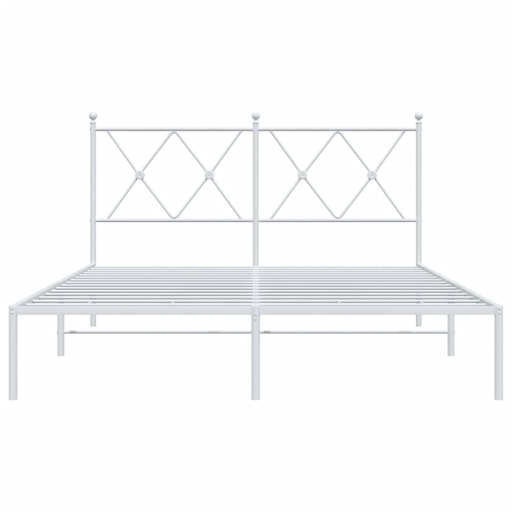 Metal Bed Frame without Mattress with Headboard White 135x190 cm