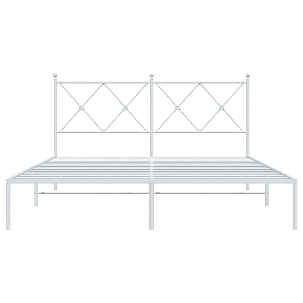 Metal Bed Frame without Mattress with Headboard White 150x200 cm
